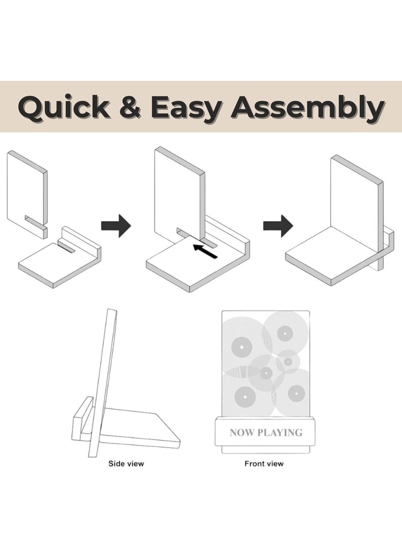 YelaJoy Now Playing Vinyl Record Stand, Stylish Vinyl Holder & Display for Albums, Premium Classic Wood with Engraved Design, Record Holder Stand & Accessories - Image 3